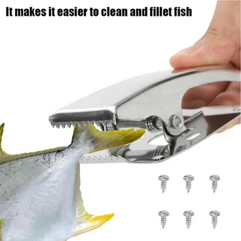 

Cleaning Tools Fish Tail Clip Stainless Steel Pliers Camping Mounting Base Deep-jaw Picnic Home With Screw Fillet Clamp Outdoor