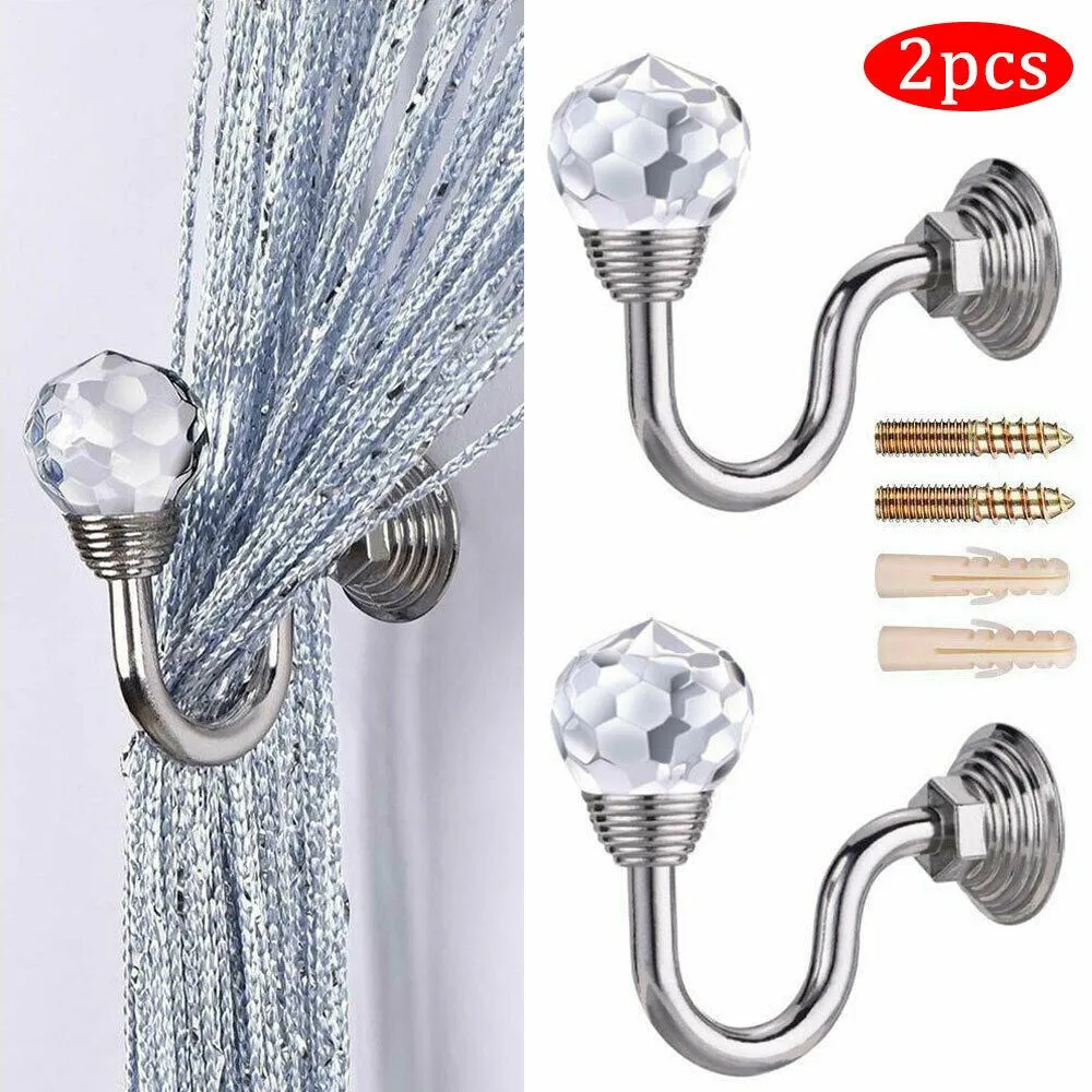 Crystal Curtain Tie Back Wall Hooks Decoration Curtain Holder 2x Metal Crystal Aliexpress