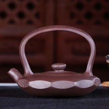 

Yixing authentic undressed ore old purple clay girder pot recommended flat girder by hand