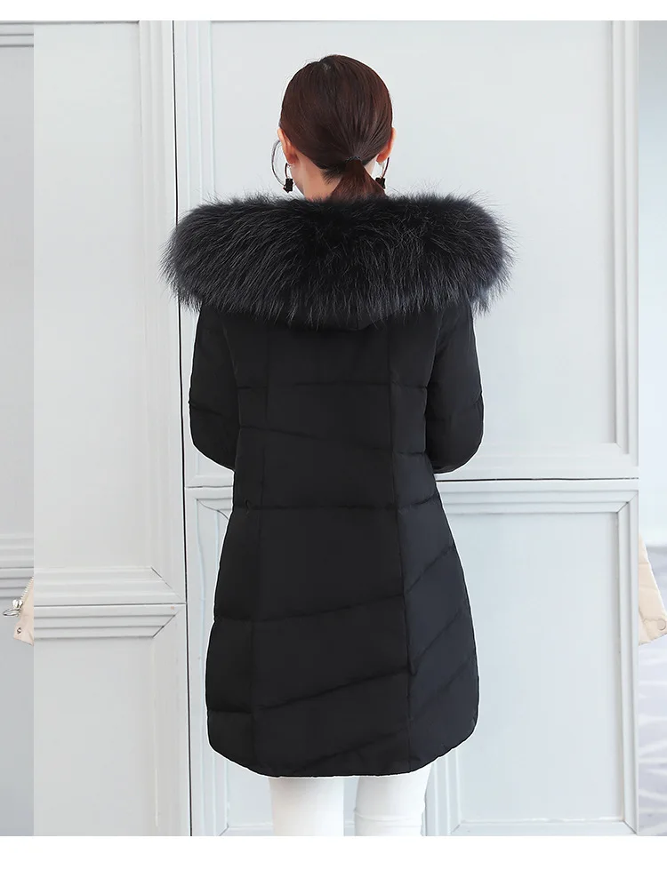 Down Jacket Women's Mid-length New Style Micro for Wechat Business Korean-style Fashion Winter New Style WOMEN'S Dress Thic