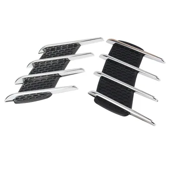 

Universal Car Hood Side Flow Vent Fender Air Net Door Decals Auto Sticker DIY Simulation car shark gills outlet soft +ABS plated