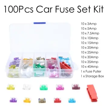 

100Pcs Assorted Car Truck Mini Low Profile Fuse Micro Blade Fuse Set Kit Car Accessories