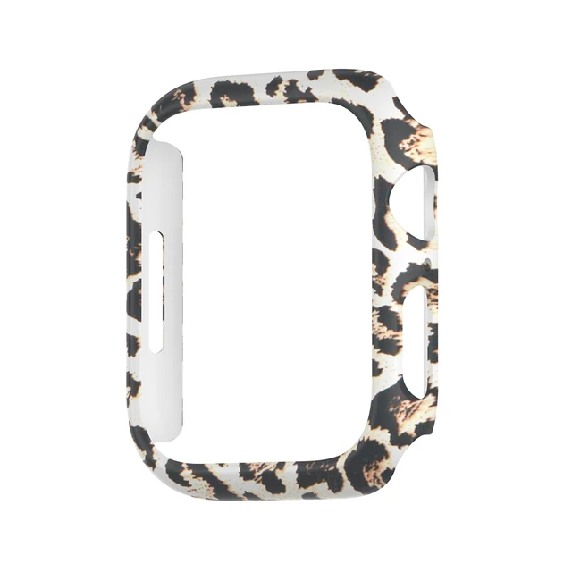 Matte Case for Apple Watch 45mm 41mm 38mm 42mm 40mm 44mm, Hard PC Bumper Protective Cover Frame for iWatch SE 7 6 5 4 3 2 1 Yellow Leopard