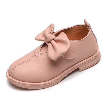 

Girls Princess Shoes with bow simple pure color kids Leather Casual Shoes Children Shoes Spring Autumn