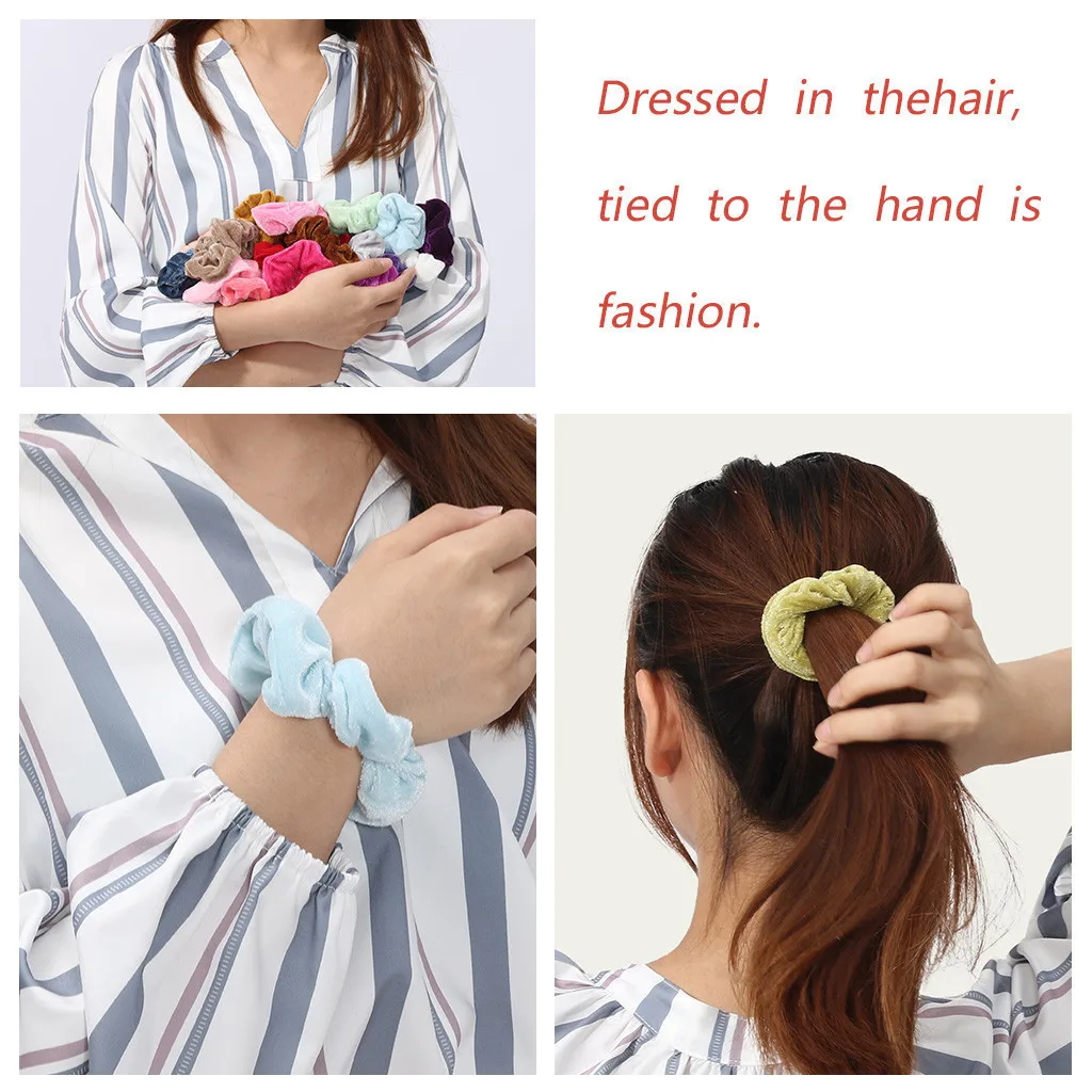 41 шт. Бархатные эластичные женские резинки для волос однотонные мягкие Аксессуары для волос для девочек эластичные резиновые аксессуары для волос для женщин