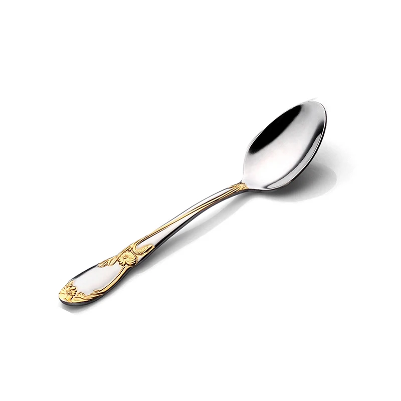 1 Piece Tea Spoon Горячая золотой столовый набор из вилок нож обеденная ложка набор из нержавеющей стали роскошный золотой набор посуды эко-твердая посуда - Цвет: 1 Piece Tea Spoon