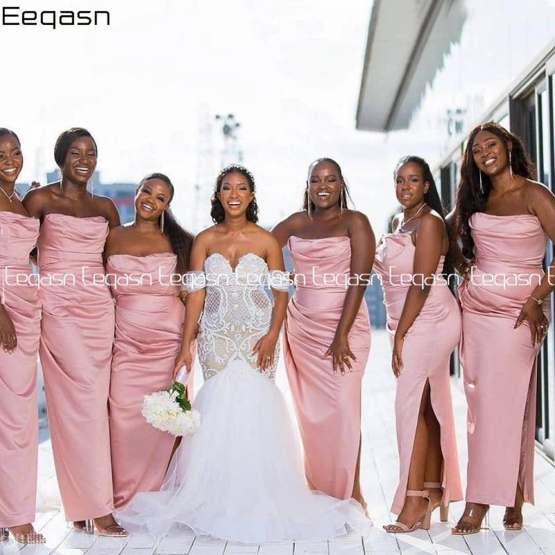 Bridesmaid Dresses 2021 Strapless Sleeveless Mermaid High Quality Satin Bridemaid Dress Wedding Party Maid of Honor Gown Bridesmaid Dresses 2021 Strapless Sleeveless Mermaid High Quality Satin Bridemaid Dress Wedding Party Maid of Honor Gown