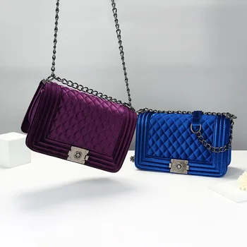 

New Designed Winter Season Golden Velvet Rhomboid Bags Women Plush Shoulder Handbag High Quality Fashion Style Cross-Body Purse