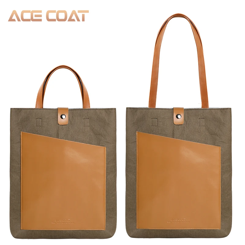 ACECOAT моющаяся сумка для ноутбука из крафт-бумаги, сумка для ноутбука, Повседневная модная сумка для путешествий