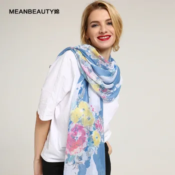 

Printed striped flowers lady scarf spring new super large national wind scarf