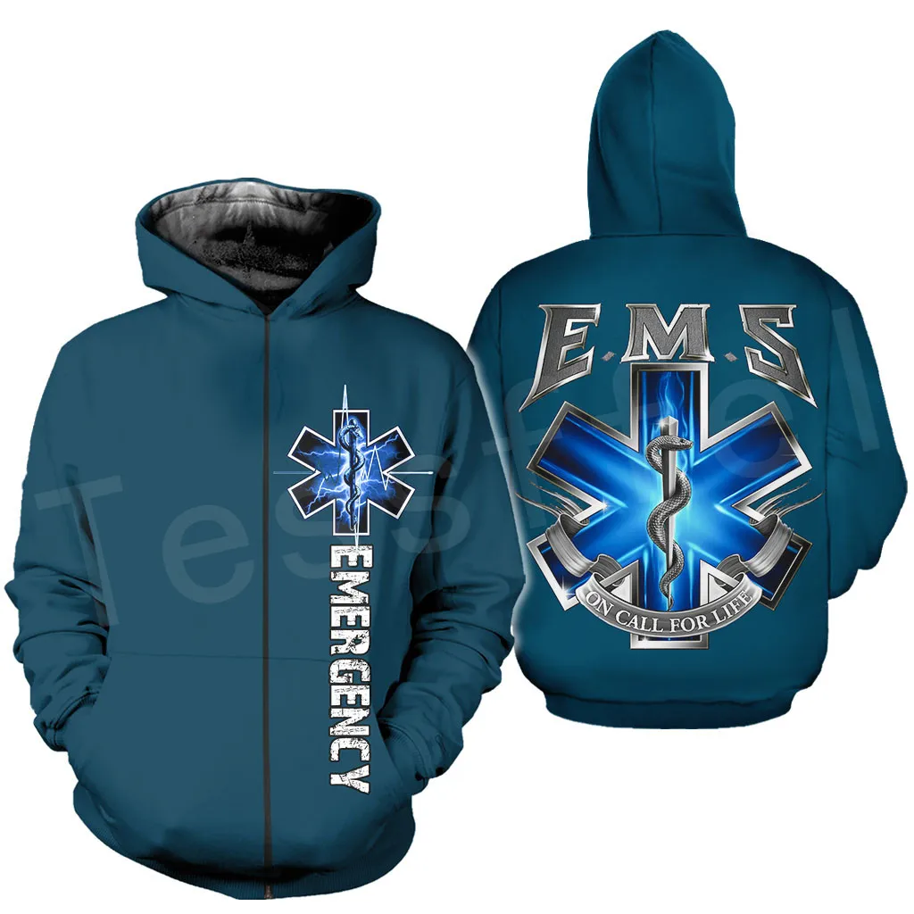 

Экстренные медицинские толстовки EMT EMS, Повседневная Уличная одежда, толстовки на молнии с 3D принтом, женские и мужские толстовки