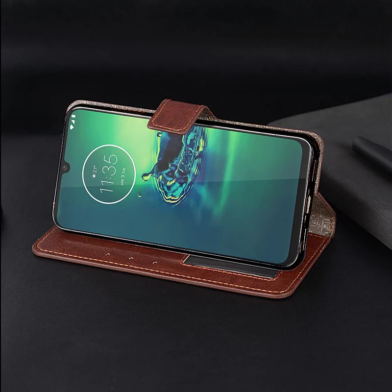 Флип-чехол из искусственной кожи премиум-класса для Motorola One Macro Zoom Action Vision Moto G7 power G8 G6 E6 Plus Play TPU силиконовый чехол-накладка