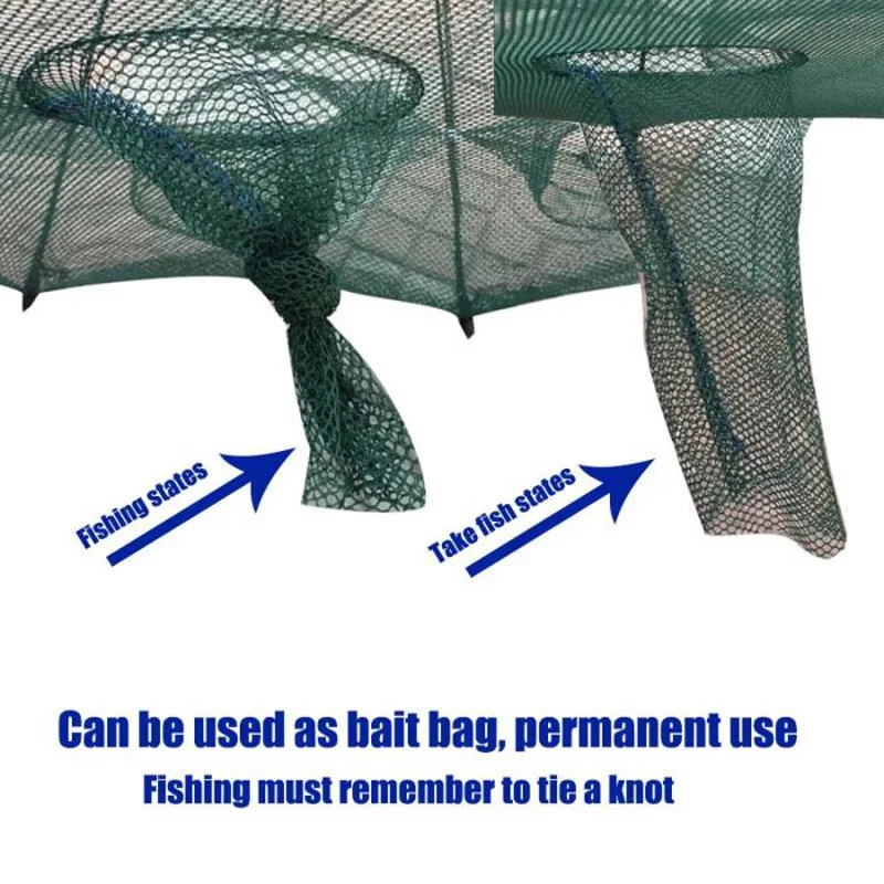 Automatic Fishing Net Fishing Trap Portable Folding crayfish catcher Mesh Trap Cage with Ring for Fish 4/6/8/10/12/16/20Hole fishing traps crayfish catcher fishing net