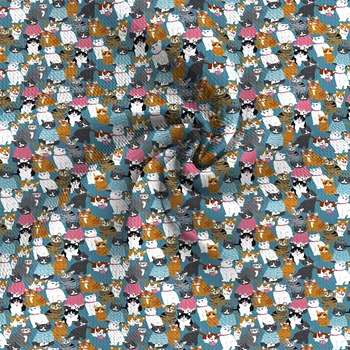 

david angie 50*140cmBullet Textured Liverpool Fabric Patchwork Cat Printed Tissue Kids Sewing Quilting Fat Quarters ,c10419
