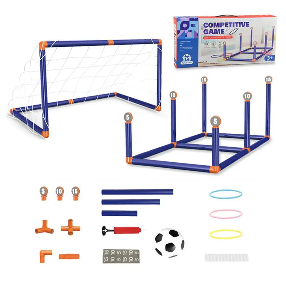 

Throwing Game & Soccer Goals 2 In 1 Portable Foldable Soccer Net And Hoop Toss Game Toy Set For Backyard Outdoor Camping Outdo