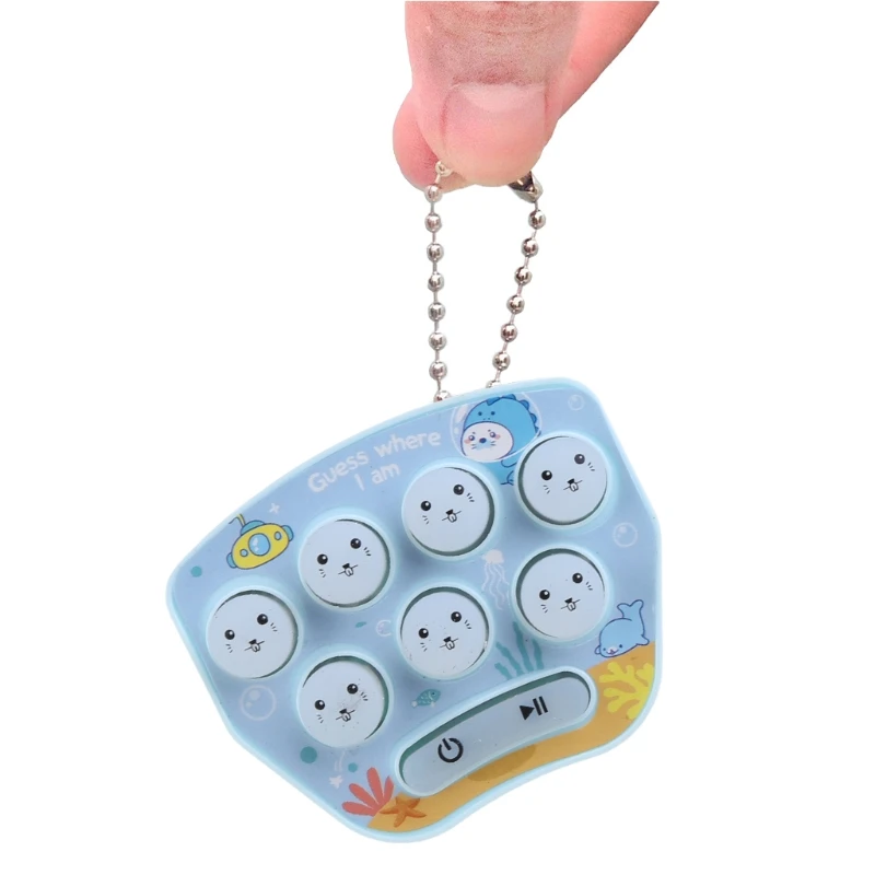 

Electric Board Game Musical Whac-A-Mole Handhold Toy Set Realistic Catching Board with LED Light & Sound Mini Keychain