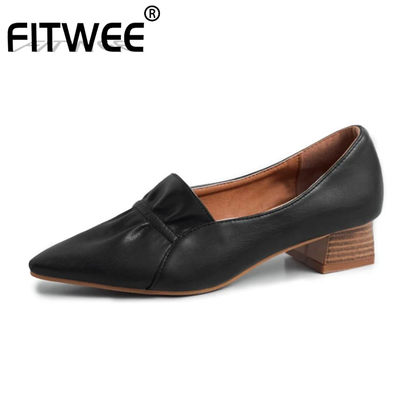 FITWEE 2020 женские мягкие туфли-лодочки из искусственной кожи Офисные туфли