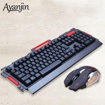 

Splash proof Wireless Keyboard and Mouse Metal Panel Gaming Keyboard Mause Gamer Keyboard Wireless 2.4G Mice USB Keyboards 2020