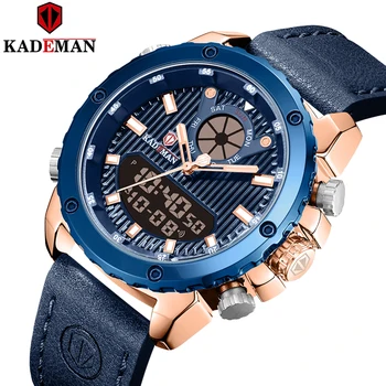 

Kademan New Fashional Casual And Sports Watch Men Leather Waterproof Visible In Night Digital And Quartz Watch K9073