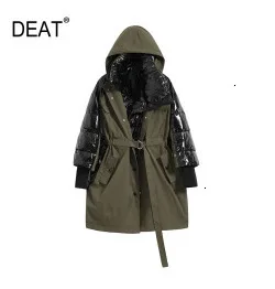 DEAT одноцветная длинная стеганая куртка для женщин осень и зима свободное теплое легкое стеганое хлопковое пальто PB911