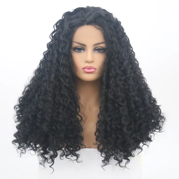 

Charisma Black Color Kinky Curly Wig High Temperature Hair Synthetic Lace Front Wig 180 Full Density Synthetic Wigs for Women