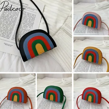

Baby Stuff Accessories Cartoon Rainbow Shape Messenger Bag PU Handbag Shoulder Bag Children Purse Pouch New