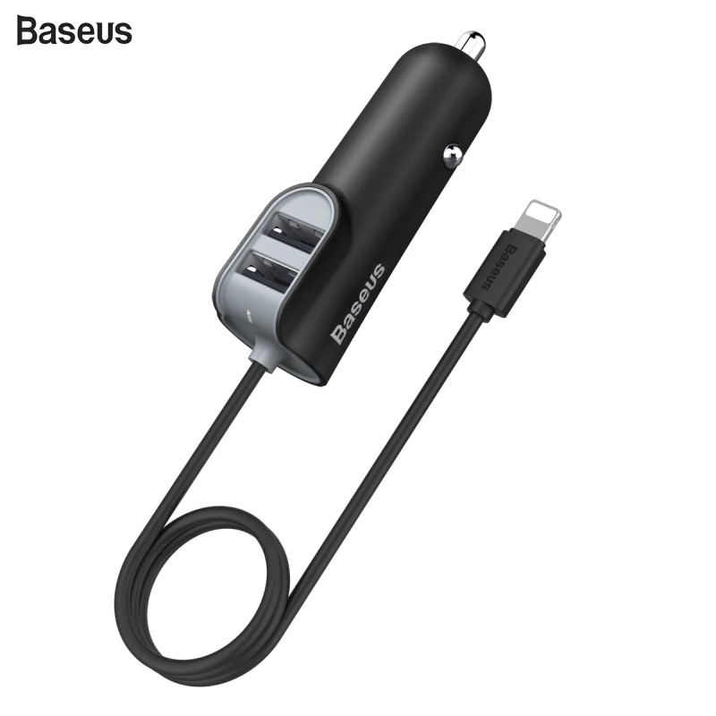 Автомобильное зарядное устройство USB Baseus 3 в 1, автомобильное зарядное устройство 5,5а для iPhone, samsung, мобильного телефона, 3 порта USB, быстрое автомобильное зарядное устройство, кабель 1 м, автомобильная зарядка