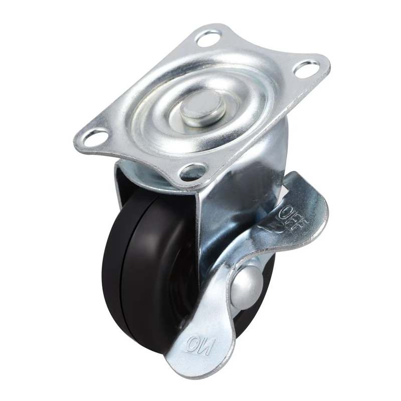 1.5 Inch Casters Wheels Rubber Top Plate Mounted Swivel Fixed Caster Wheel, 44Lb Capacity, 4 Pcs 2 Pcs Swivel with Brake, 2 Pc
