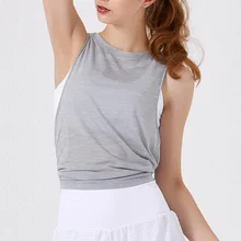 Женский Быстросохнущий Спортивный тренировочный топ для бега, жилет, свободная красота, тренировочная одежда для йоги SMN88