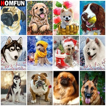

HOMFUN 5D Diy Diamond Painting Cross Stitch "Animal dog landscape" Home Decor Full Rhinestones Inlay Diamond Embroidery