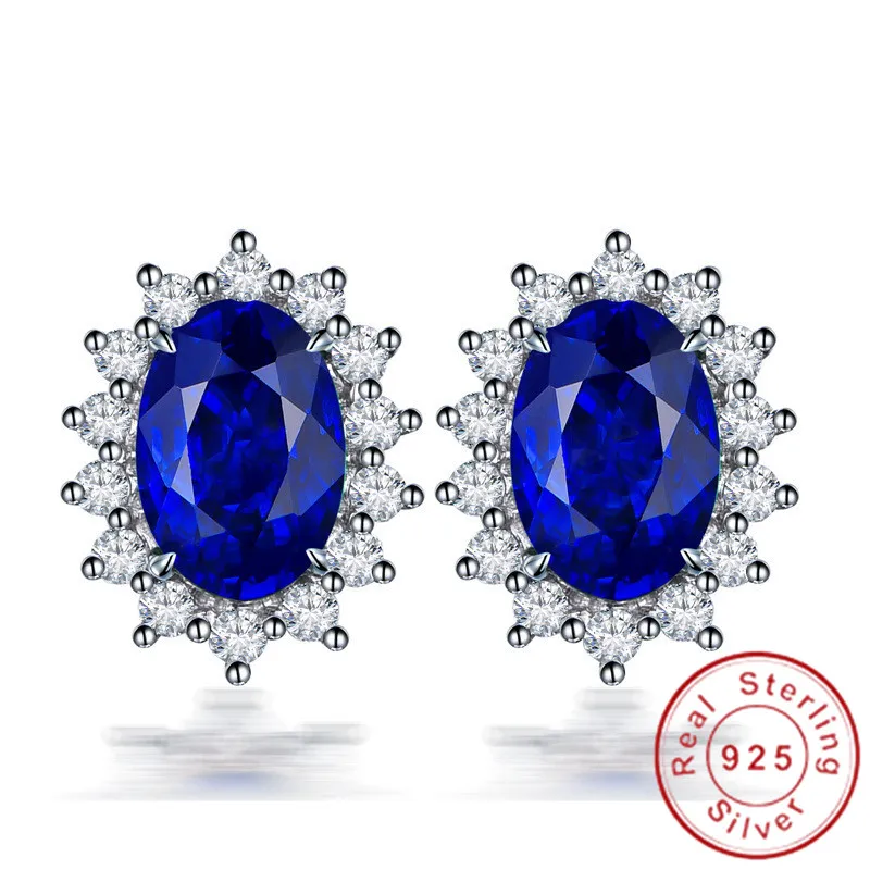

Fine Princess Diana Stud Earrings Real 925 Sterling Silver AAAAA cz Royal Wedding Earrings For Women Bridal Engagement Jewelry