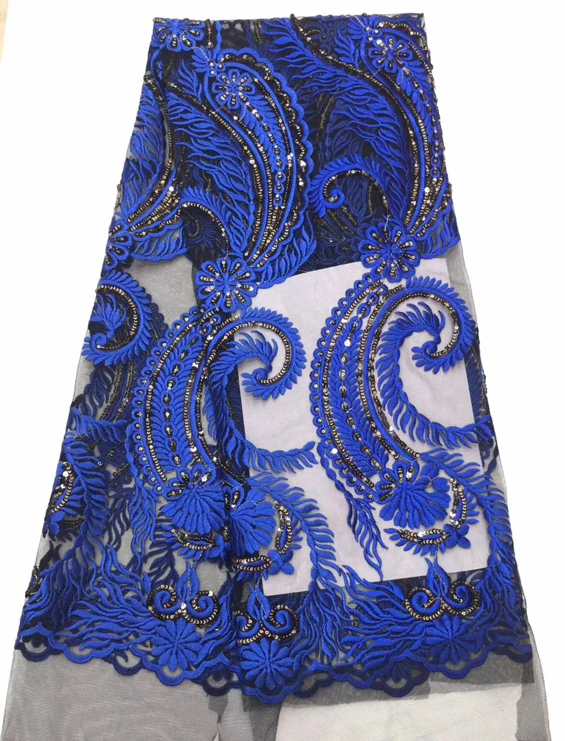 

Latest African Lace Fabric High Quality Royal Blue Sequin Embroidery Wedding Dress Dress Fabric Nigeria Lace Fabric