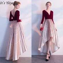 Это Yiiya вечерние платья, сексуальные Формальные платья с v-образным вырезом и рукавом три четверти, Элегантные Роскошные тонкие вечерние платья с открытой спиной LX234