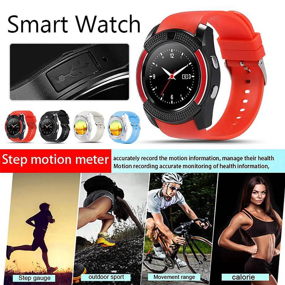 V8 Bluetooth спортивные Смарт часы с функцией телефона Mpow для мужчин и женщин горячие телефонные часы Круглый сенсорный экран SIM GSM для Android iOS