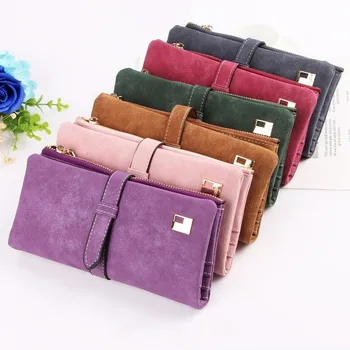 

2020 New Wallet Ms. Long Multi-Card Wallet Stylish Retro Frosted Buckle Large Capacity Two Fold Hand Wallet