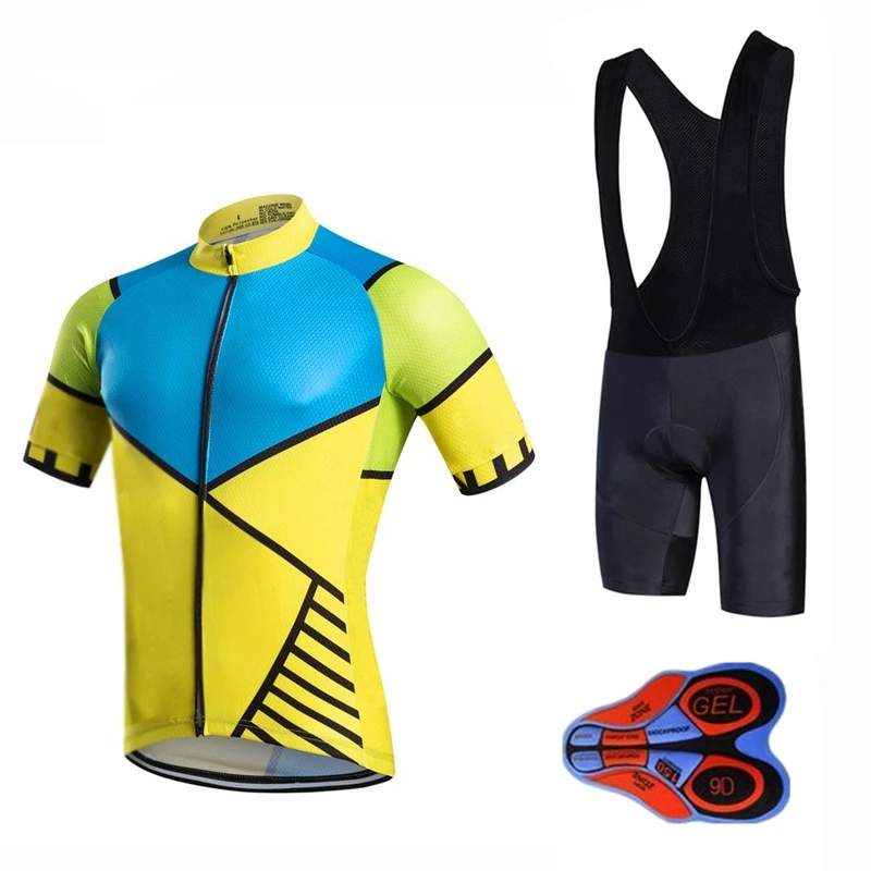 men cycling set Женские и мужские велосипедные майки, набор велосипедной одежды, командная одежда, быстросохнущие гелевые комплекты с нагрудником, одежда Ropa Ciclismo uniformes Maillot, спортивная одежда - Цвет: men cycling set