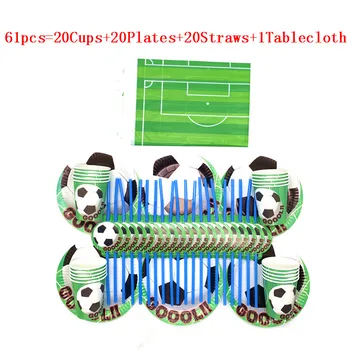 

61/31Pcs Cartoon Soccer Football Theme Child boys Birthday Party Flexible Straw Paper Cup Plate tablecloth Decoration Supplies