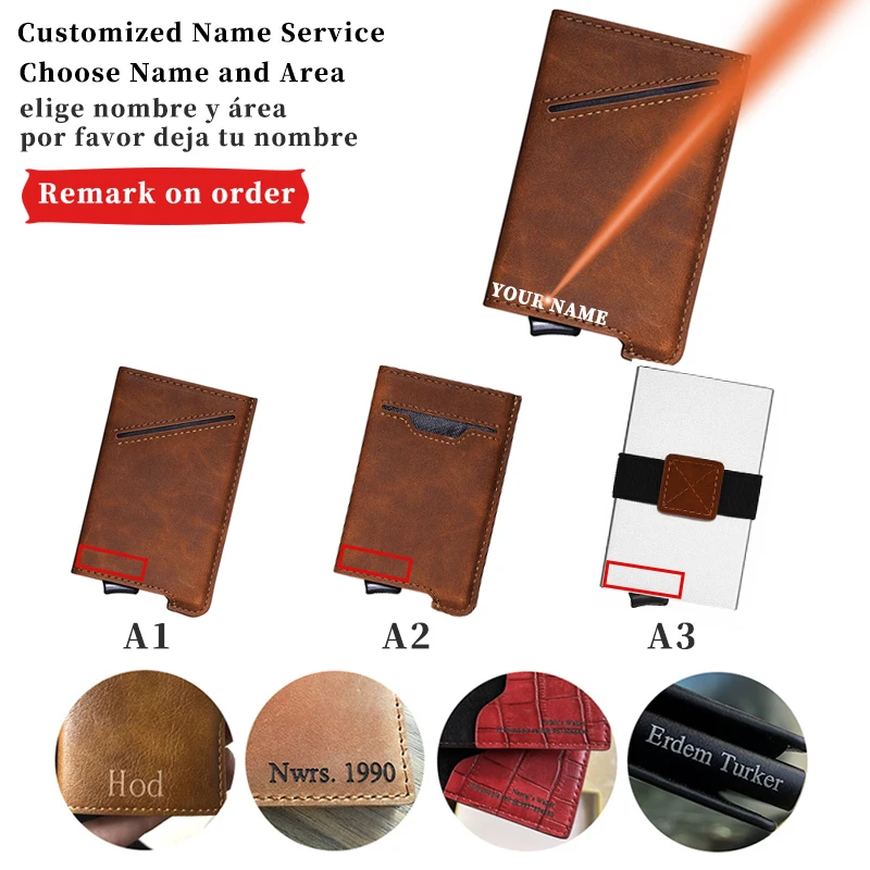 

Credit Card Holder Wallet Leather Personalized Business Wallet Carbon Black Money Bag Purse Customized Engraving Wallets Unisex