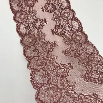 

3y/lot 23cm Exquisite Light Coffee Stretch Lace Trim For Lingerie Sewing Craft DIY Apparel Fabric Lace Garment Accessory