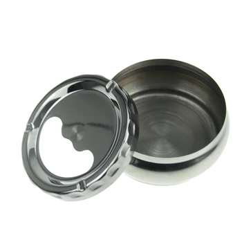 

1pcs Windproof Round Stainless Steel Cigarette Lidded Ashtray Silver Portable Sealed Ashtray Creative YYY9613