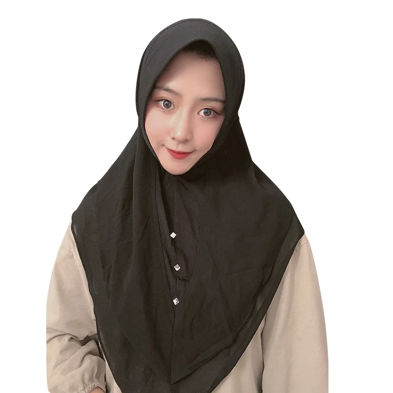 Мусульманский платок Малайзия готов носить шифоновый лоскутный хиджаб мгновенный мусульманский исламский платок - Цвет: black