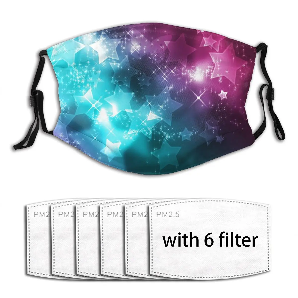 Sonhadora da Poeira das Estrelas com o Carbono Ativado de 6 Pm2.5 para a Boca Máscara Colorida Filtros Adulta-muffle Cara Reutilizável