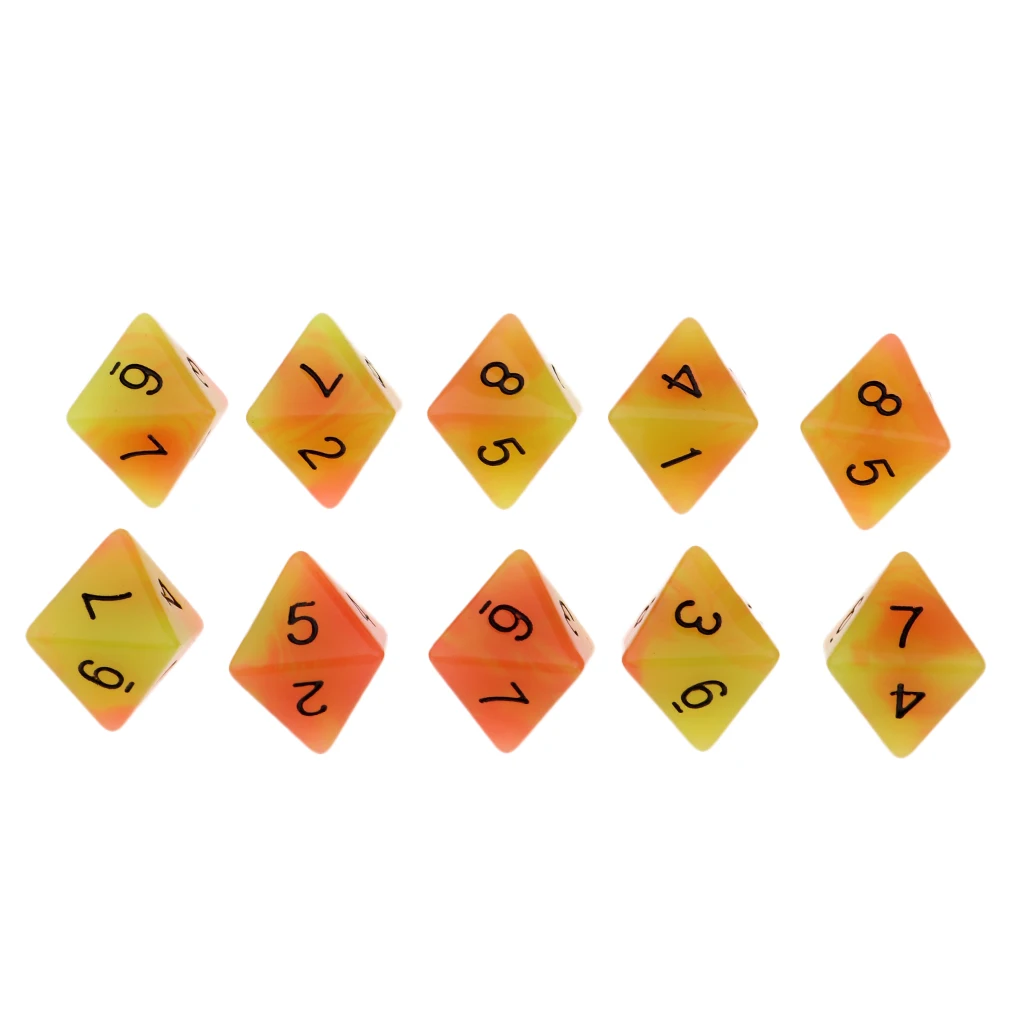 10pcs 8-Sided Dice Set Bright Colors 18 mm for Games Casino Gifts Teaching Dice Set 8 Sided Board Dices 
