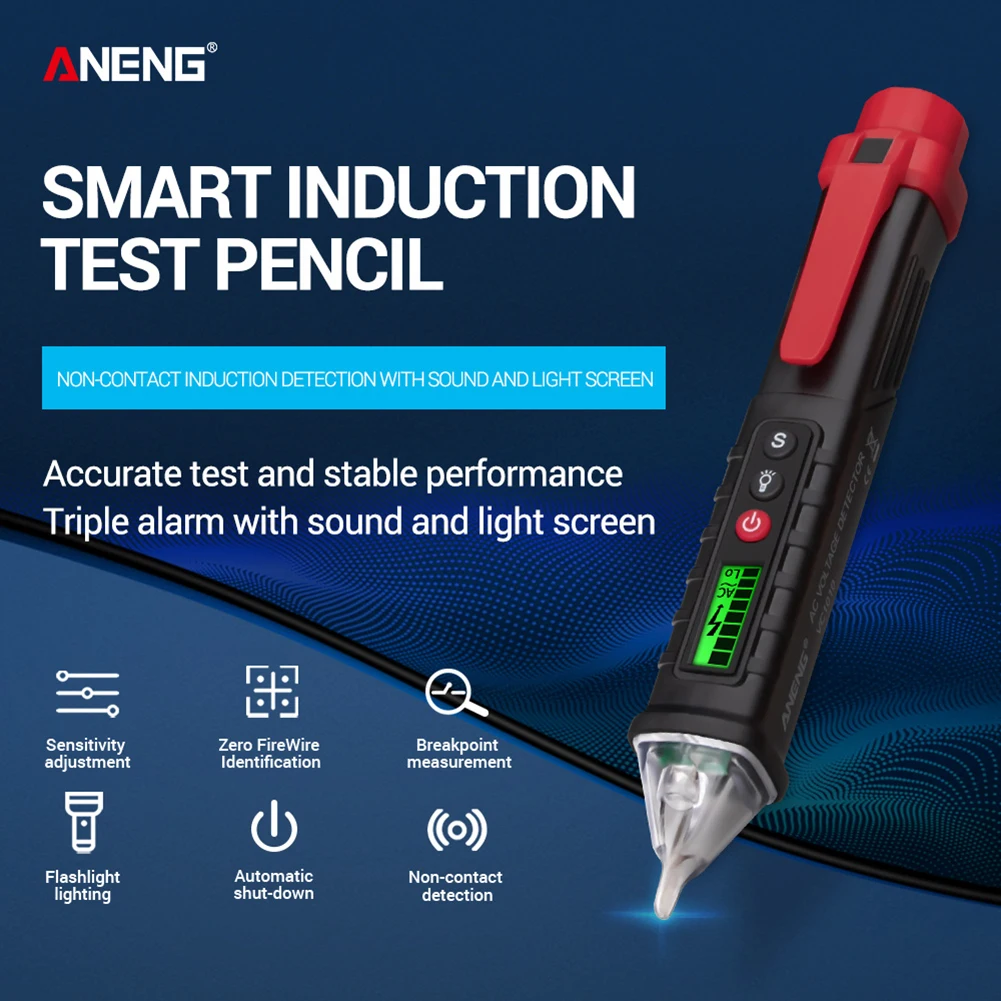 VC1010 Digital AC/DC Voltage Detector Smart Non-contact Tester Pen 12-1000V Adjustable Current Electric Sensor Test Pencil | Инструменты