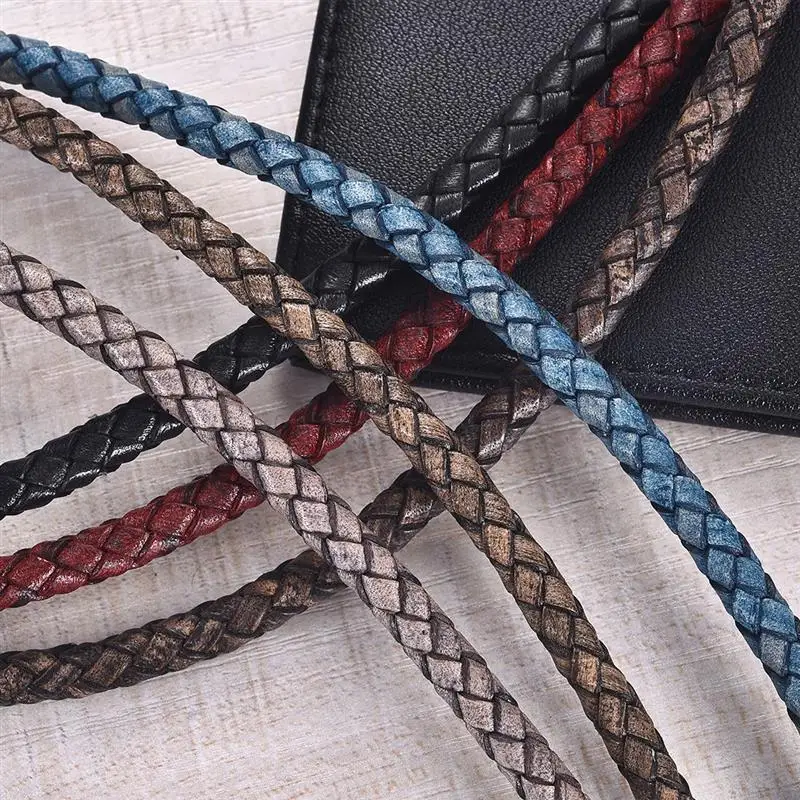 1 м 6 мм круглый черный плетеный шнур из натуральной кожи веревка для браслета ожерелье изготовление ювелирных изделий 6 цветов