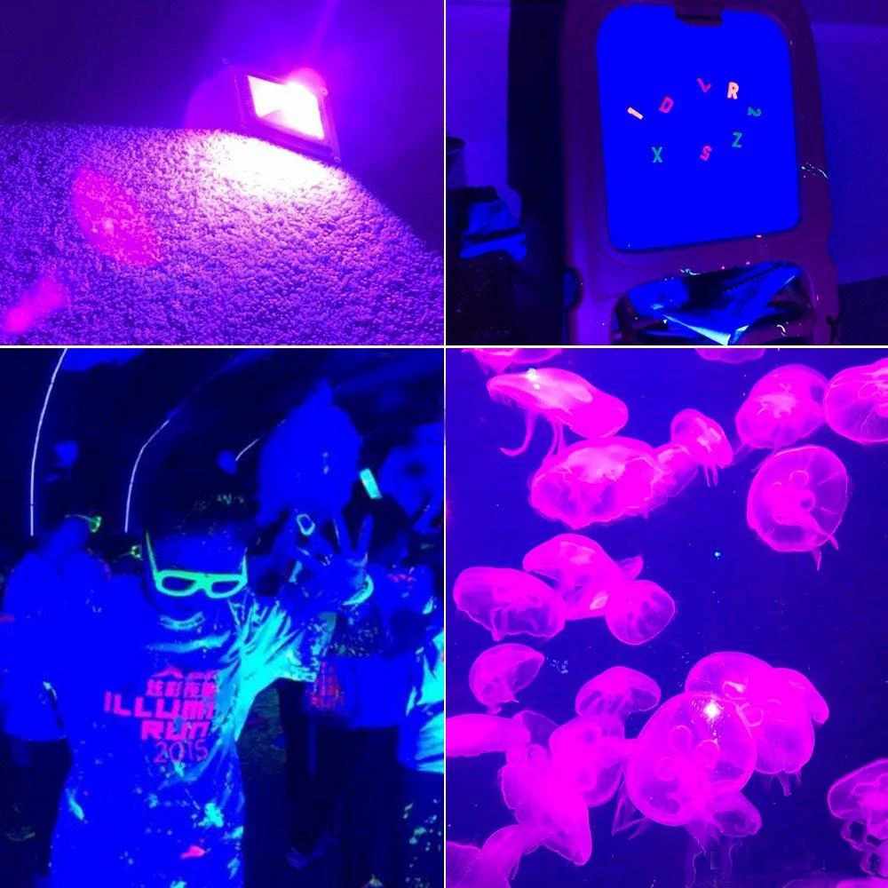 10 шт. Blacklight высокой мощности 10 Вт 20 Вт 30 Вт 50 Вт AC85-265V УФ светодиодный прожектор водонепроницаемый для вечерние в темноте Рыбалка аквариум
