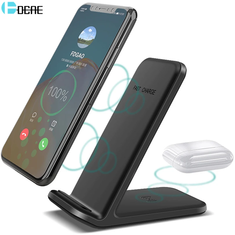 Qi Wireless Charger 2 in 1 Charging Dock for iPhone 12 11 XS XR X 8 AirPods Pro 15W Fast Charge Stand for Samsung S21 S20 Buds
