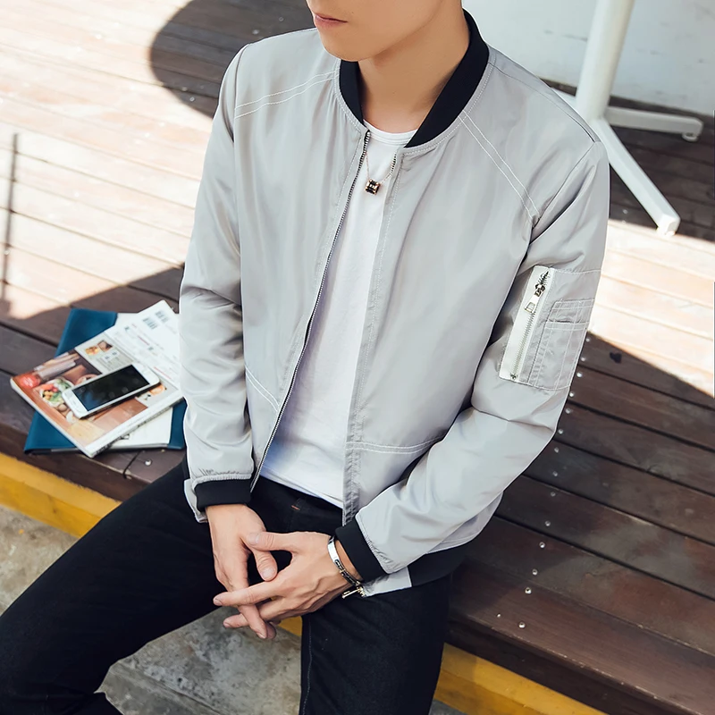 Blog 2019 Autumn Men's Bomber Jackets Casual Male Outwear Windbreaker Stand Collar Jacket Mens Baseball Slim Coats 5XL,