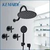 KEMAIDI Square Shower Head Waterfall Spout Shower Faucet Set 8 12 16 Inch Black Shower Rainfall Tub Shower Faucet Bathtub Rain ► Photo 1/6
