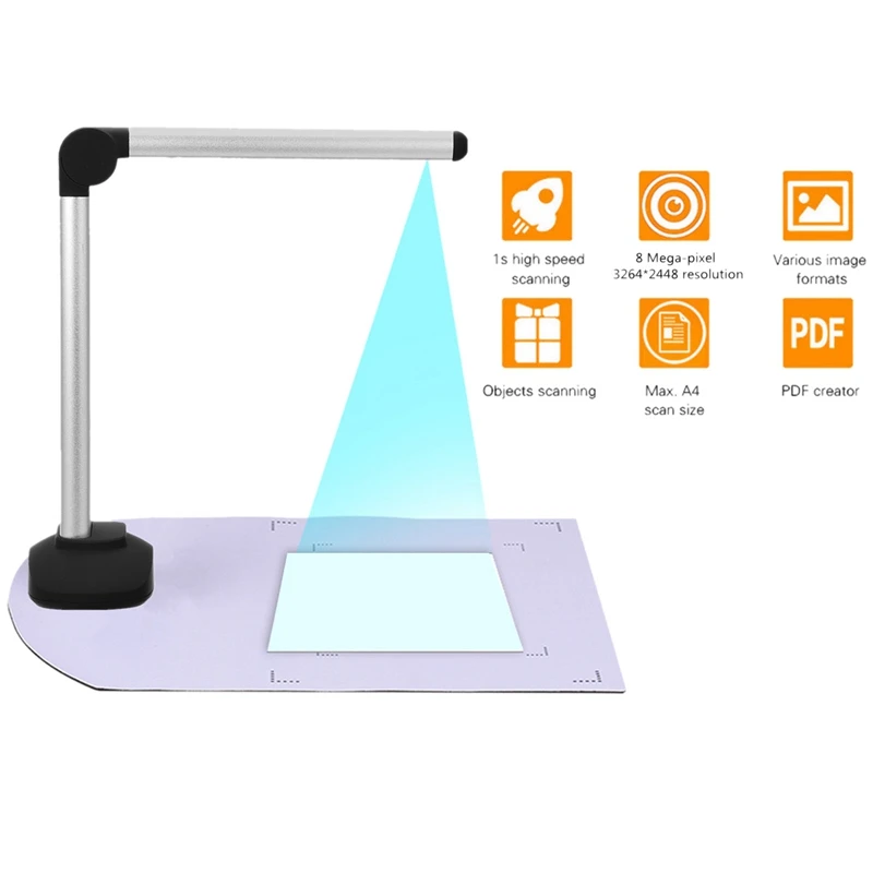  Portable High Speed USB Book Image A4 Document Camera Scanner With 8.0MP Camera School Office Libra